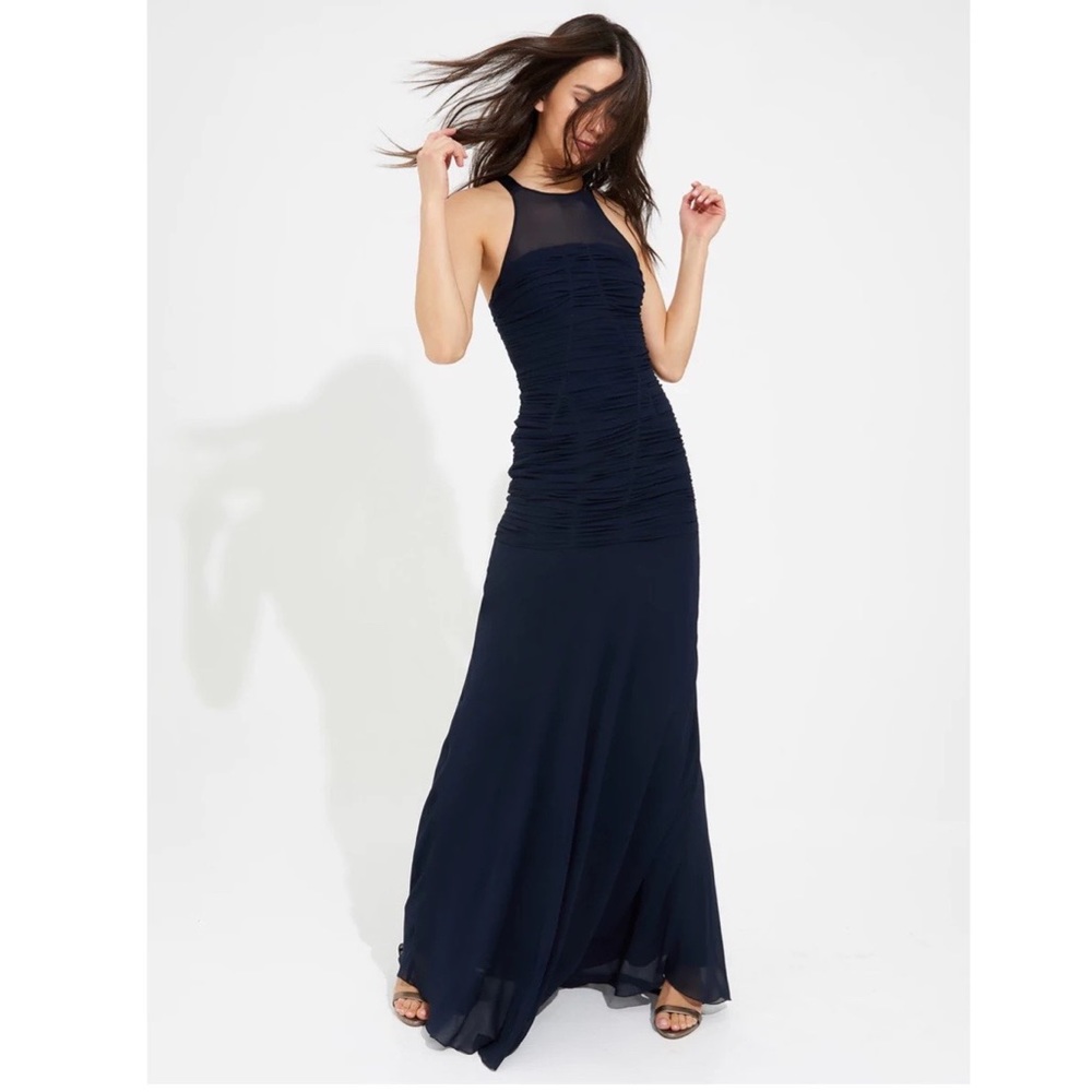 Halston Heritage Navy Blue Mermaid Fit evening gown dress